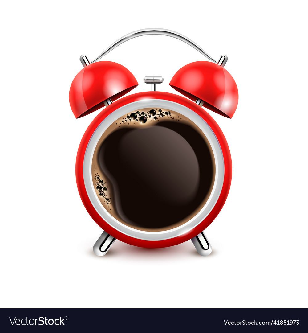 Coffee alarm clock realistic Royalty Free Vector Image