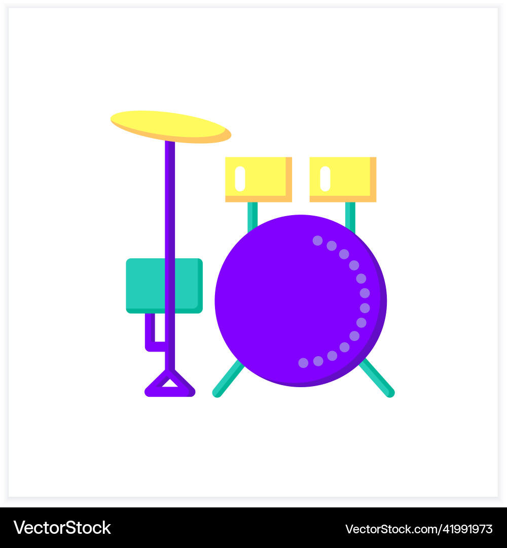 Drum kit flat icon Royalty Free Vector Image - VectorStock