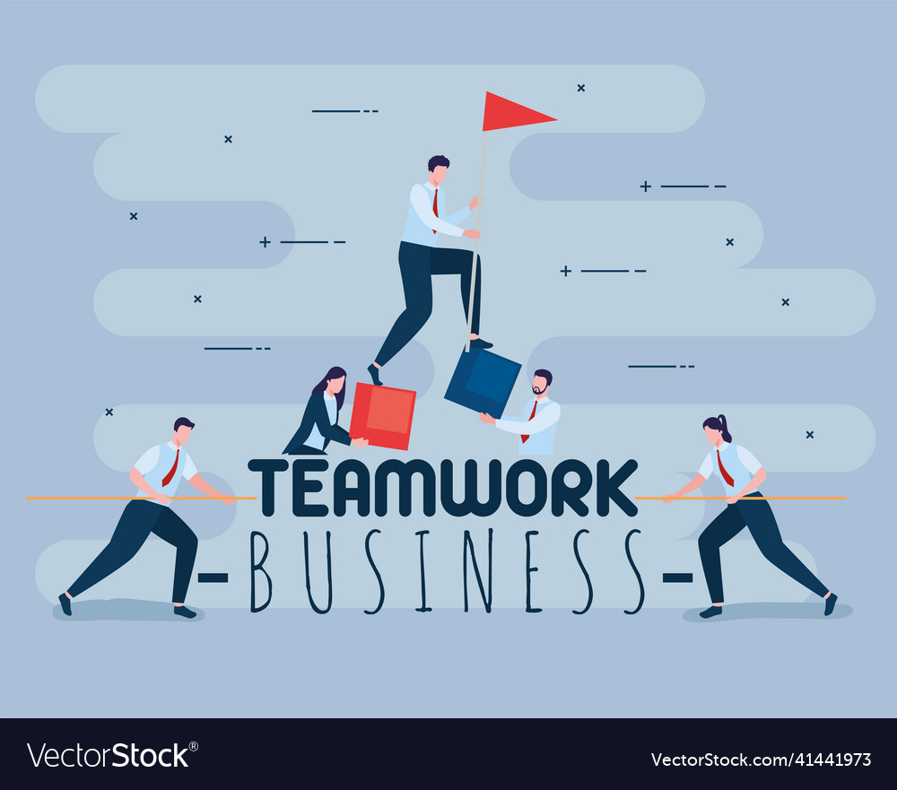 Teamwork business poster Royalty Free Vector Image