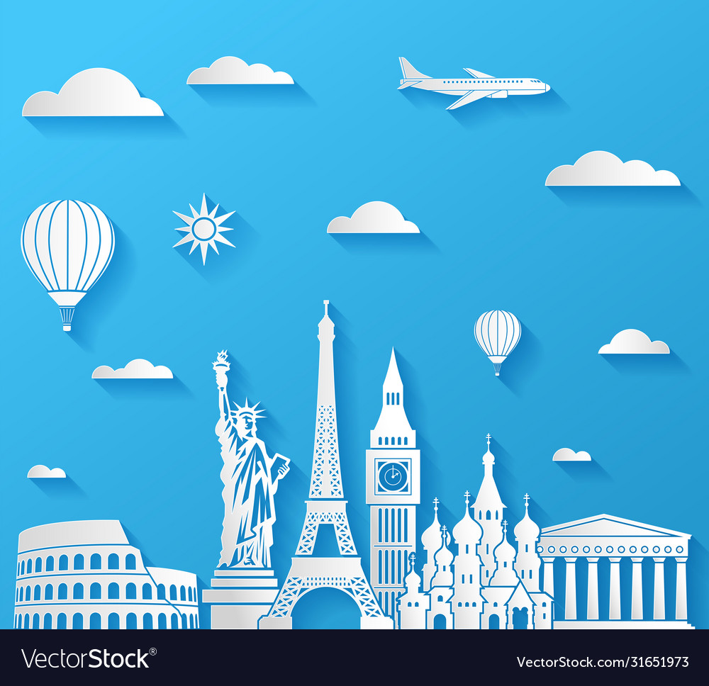 Travel famous monuments background Royalty Free Vector Image