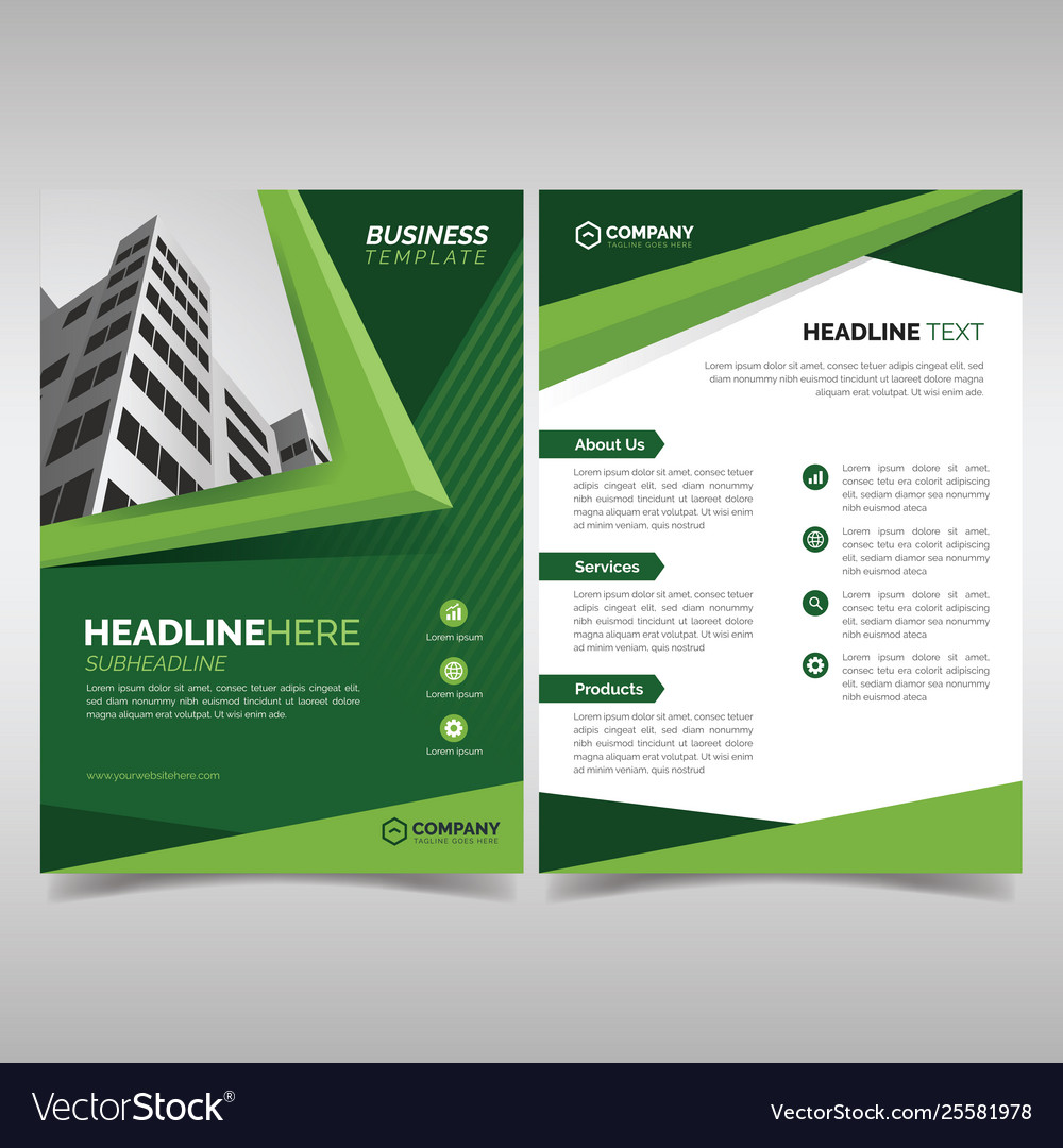 Business Flyer Template With Green Geometric Vector Image