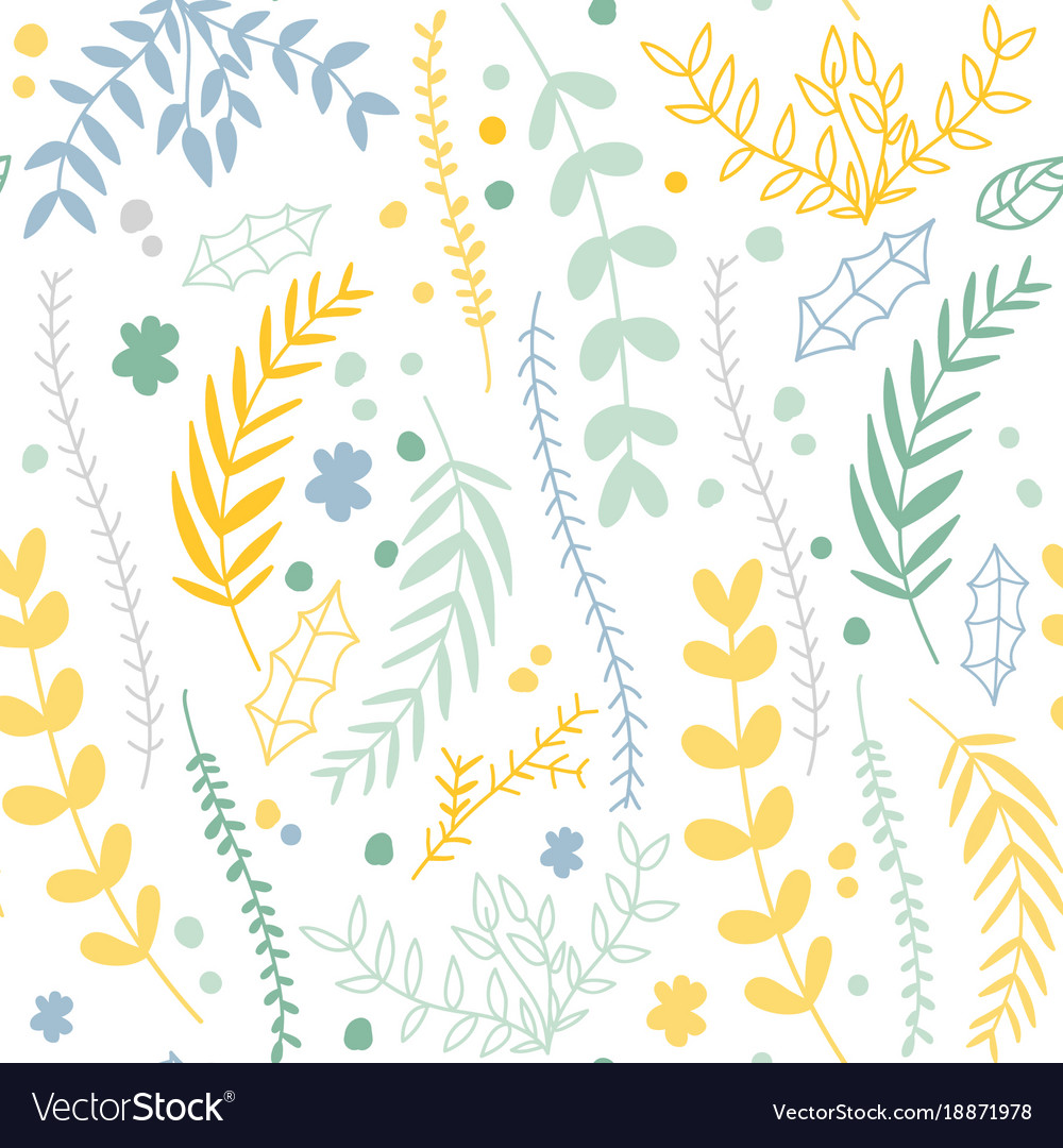 Floral seamless pattern with linear plants Vector Image