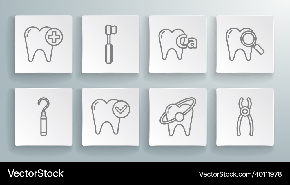 Set line dental explorer scaler for teeth Vector Image