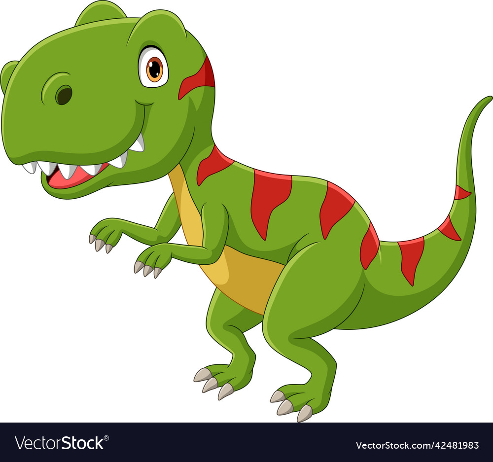 Cartoon green dinosaur on white background Vector Image