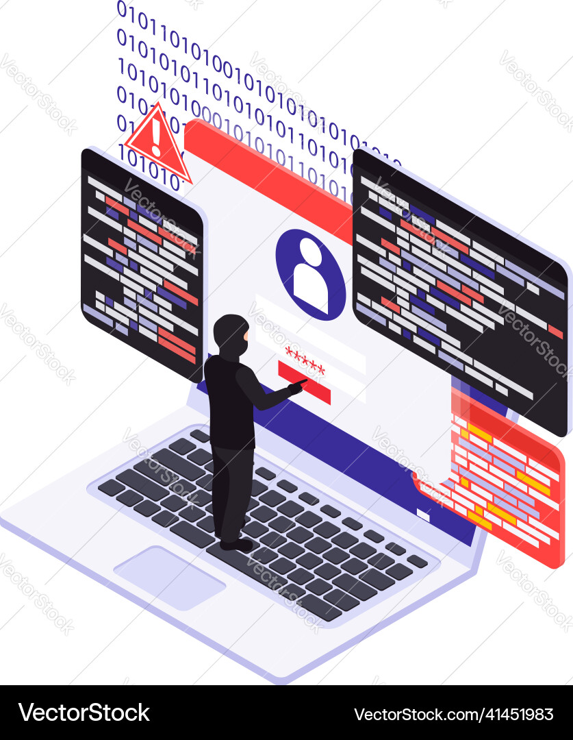 Cyber security isometric concept Royalty Free Vector Image