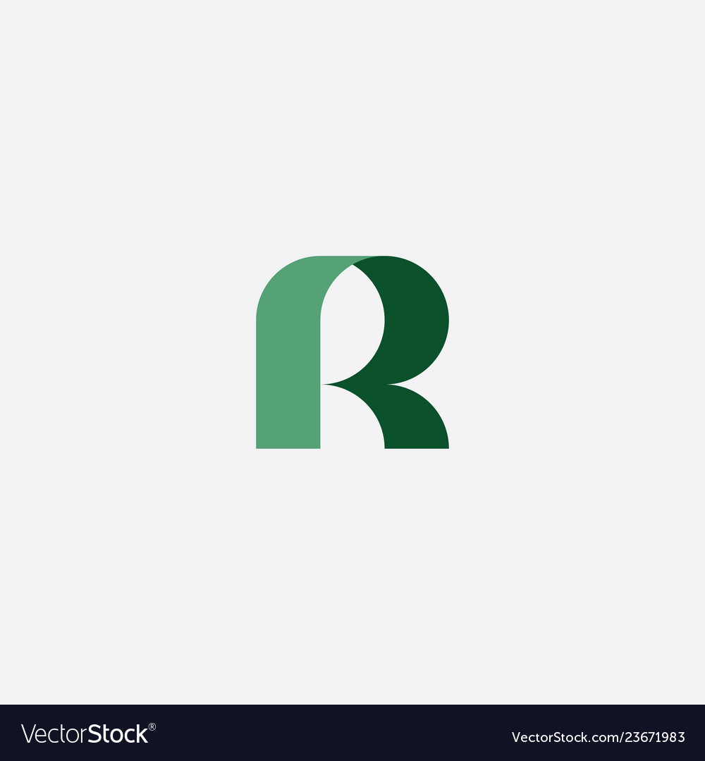 Geometric Green Logo Letter R Icon Symbol Vector Image