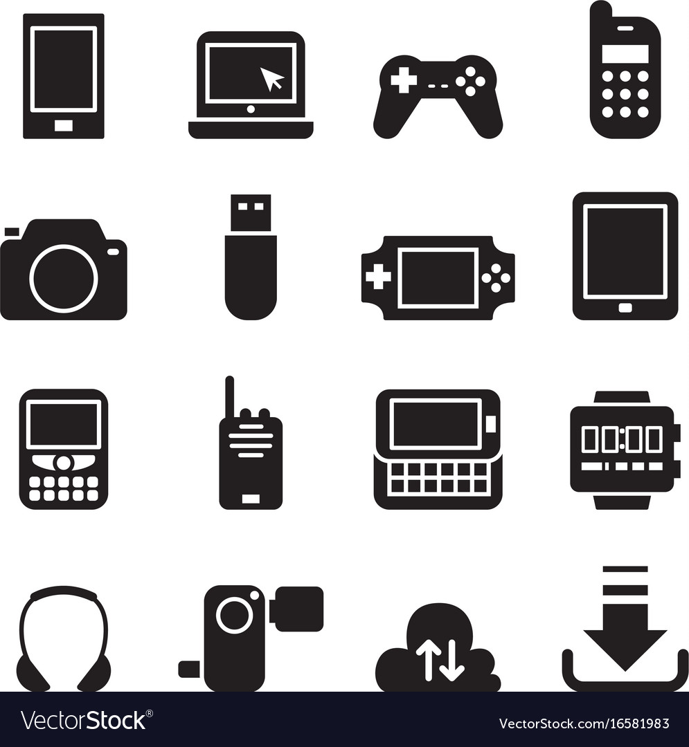 Mobile device icons set Royalty Free Vector Image