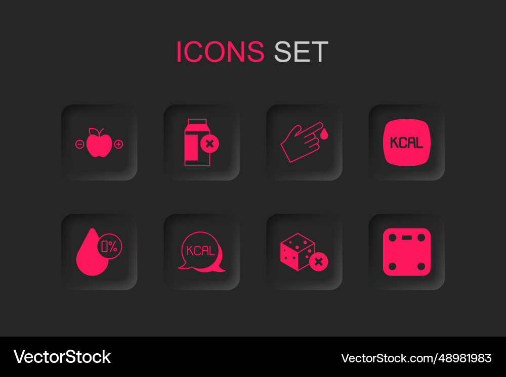 Set kcal lactose intolerance calorie calculator Vector Image