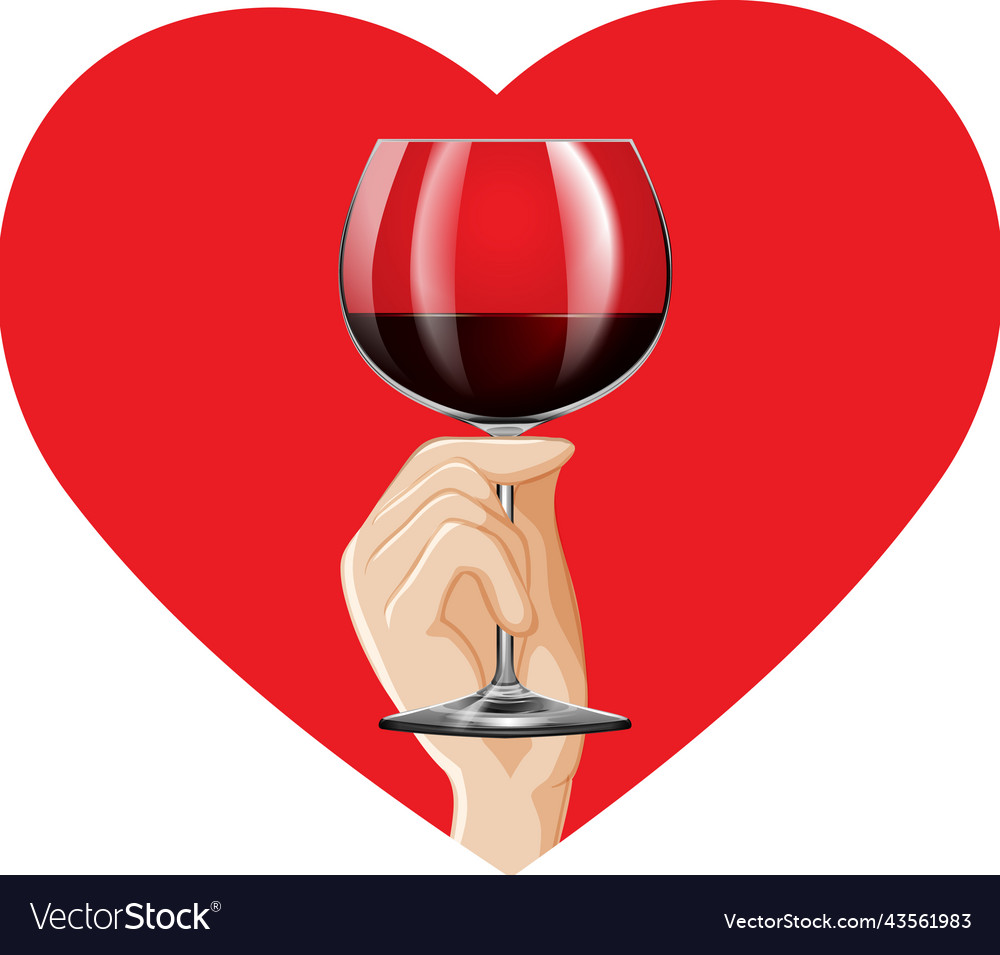 Wine Glass On Red Heart Royalty Free Vector Image 7381