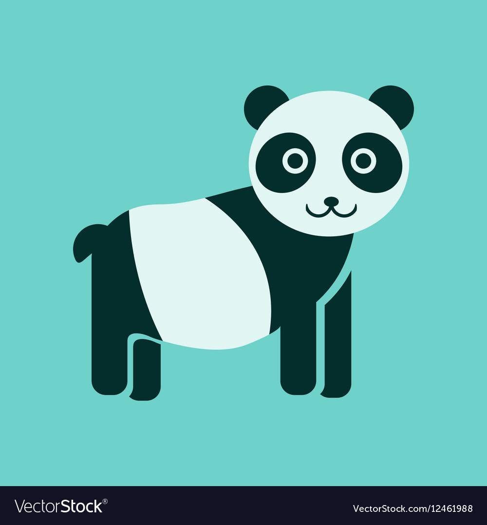 Flat icon stylish background panda bear Royalty Free Vector