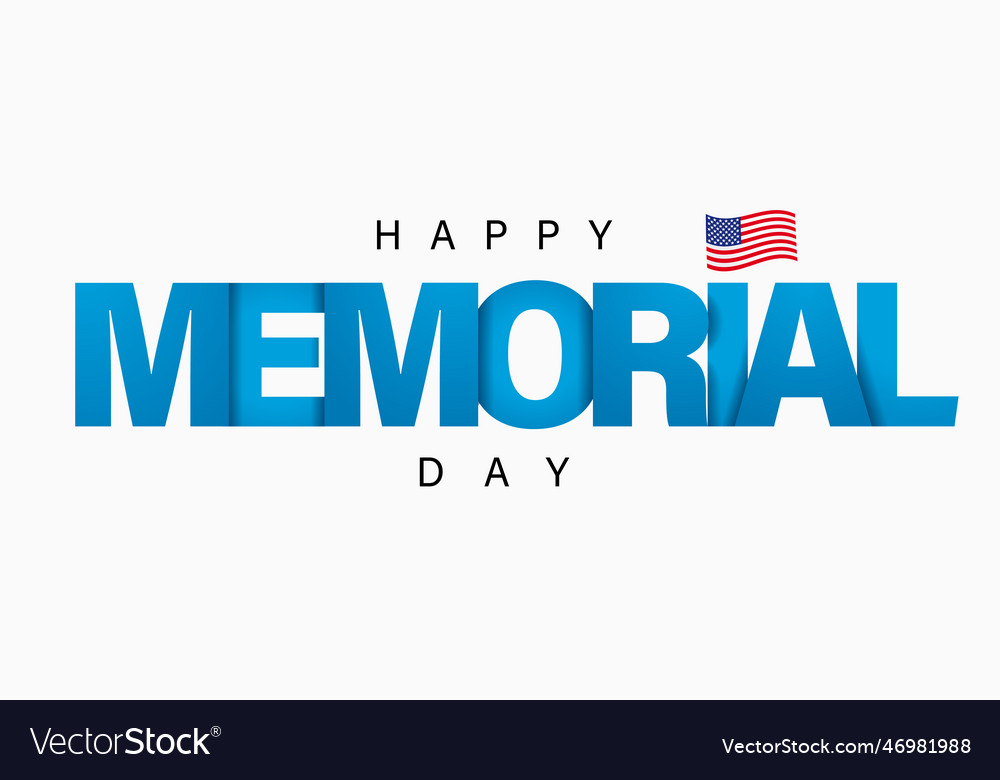 Happy memorial day lettering banner with flag Vector Image