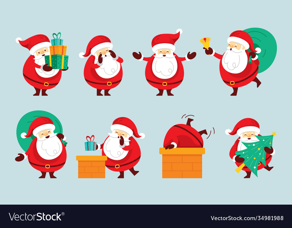 Santa claus characters set Royalty Free Vector Image