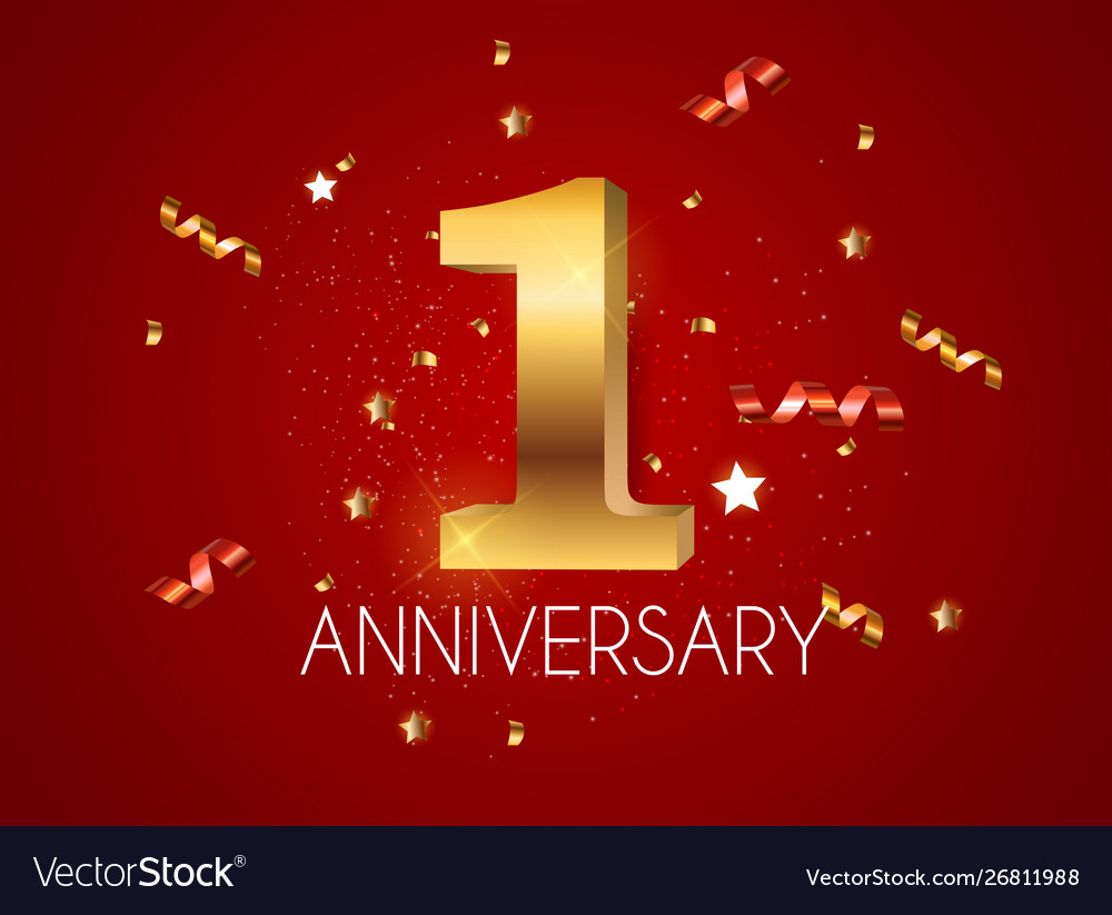 Template logo 1 years anniversary Royalty Free Vector Image