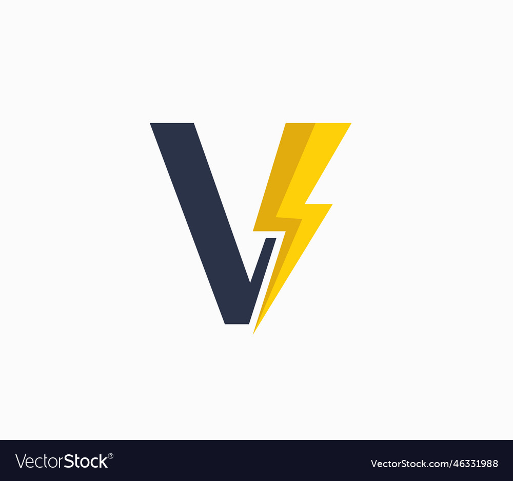 V energy logo or letter electric Royalty Free Vector Image