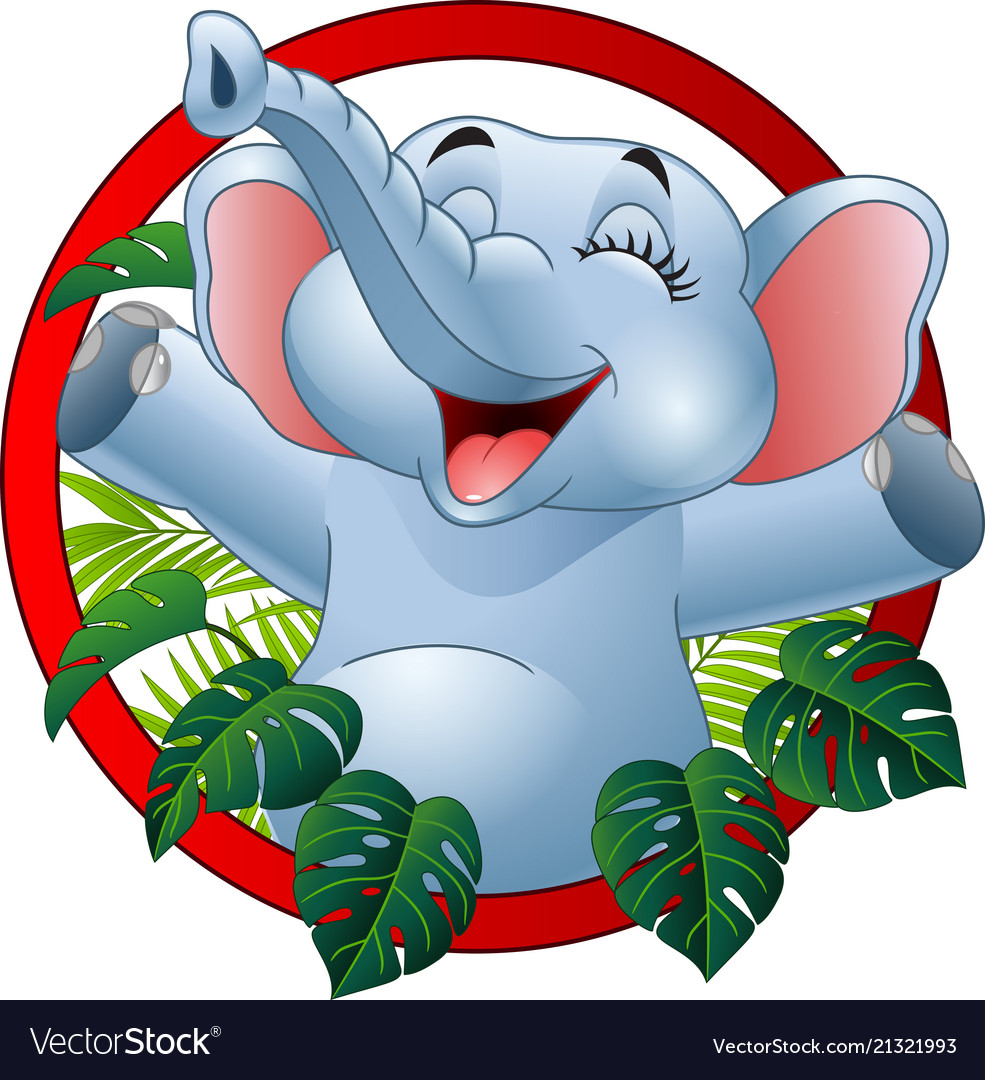 Cartoon funny elephant Royalty Free Vector Image