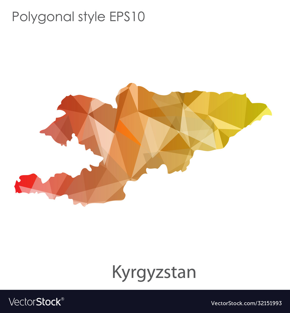 Isolated icon kyrgyzstan map polygonal Royalty Free Vector