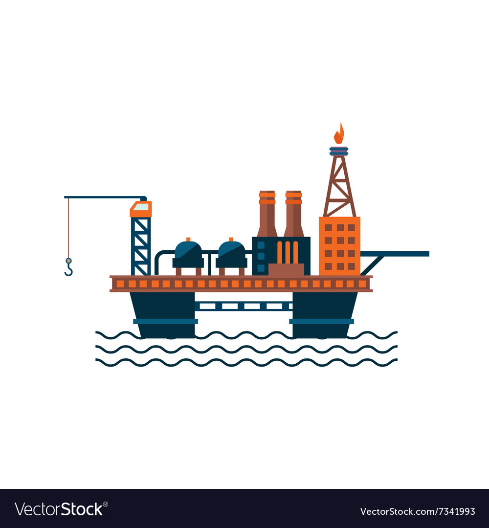 Oil factory platform on water Royalty Free Vector Image