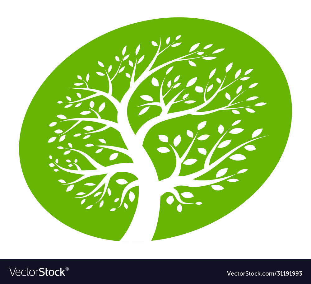 Tree circle icon green ellipse logo Royalty Free Vector