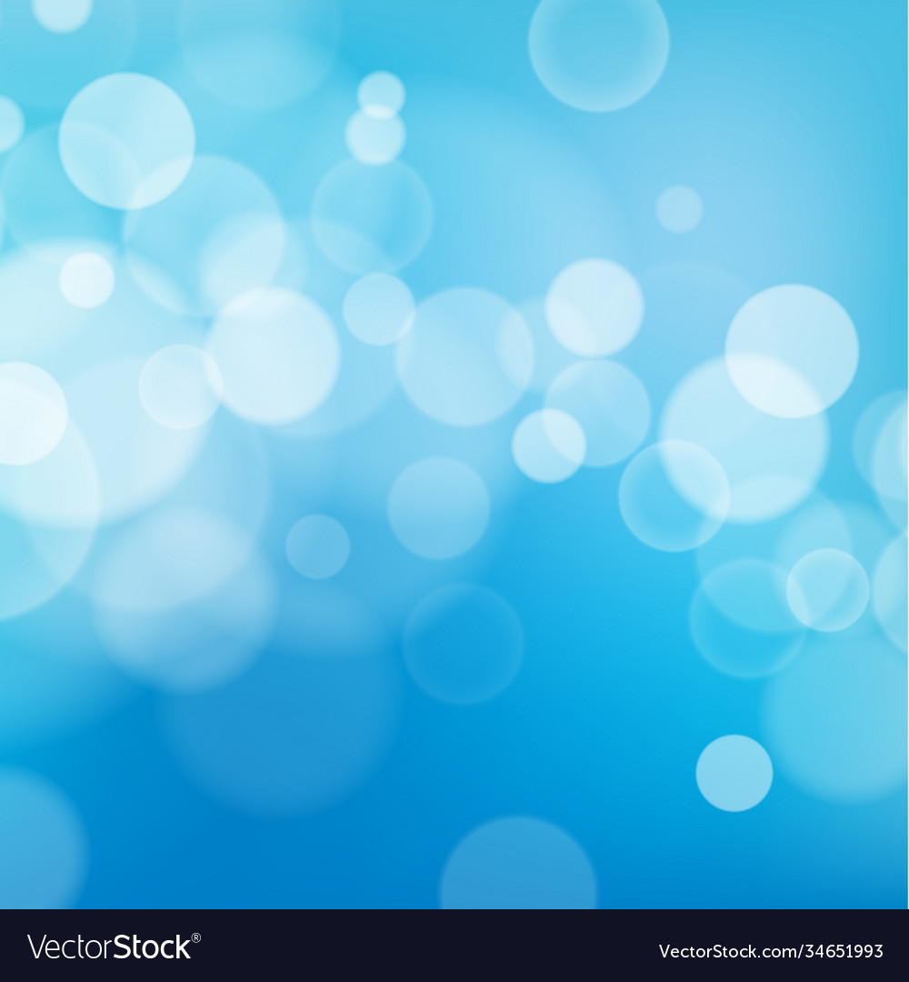 White blurred bokeh on blue background Royalty Free Vector