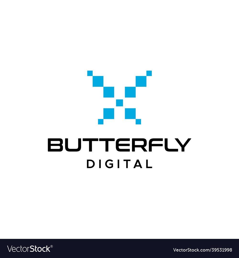 Butterfly digital logo Royalty Free Vector Image