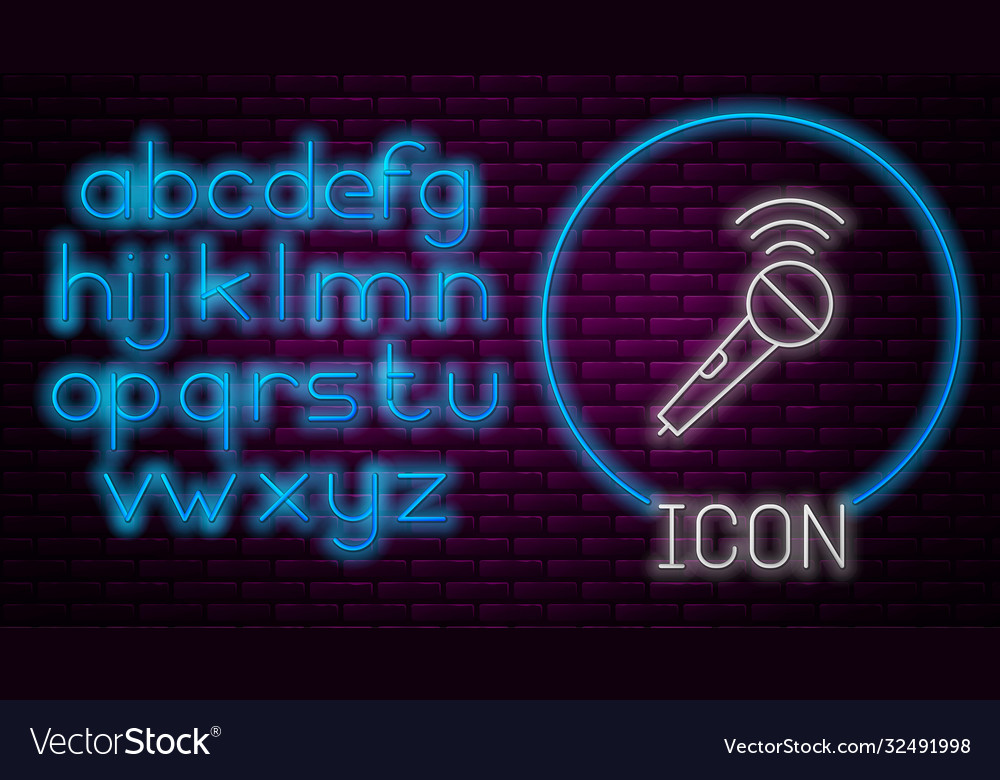 Glowing neon line wireless microphone icon