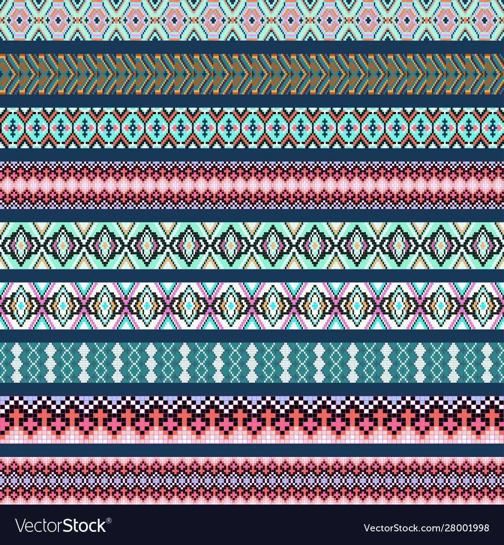 Set ornamental braid strips colored Royalty Free Vector