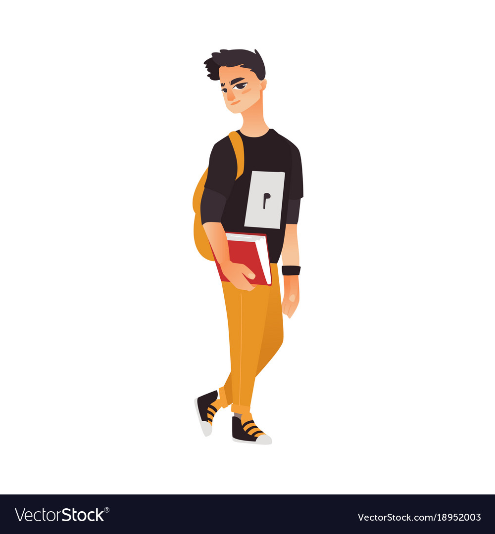 Download College university student with book and backpack Vector Image