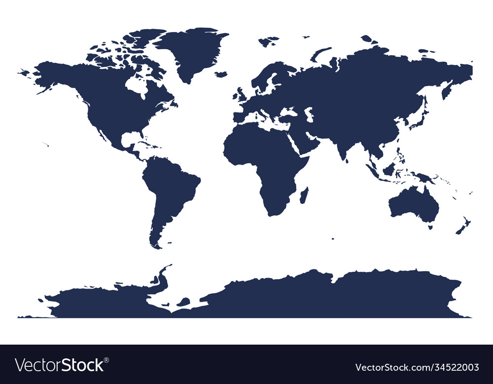 Dark blue isolated detailed global map Royalty Free Vector