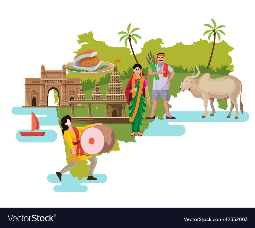 Maharashtra cultural india Royalty Free Vector Image