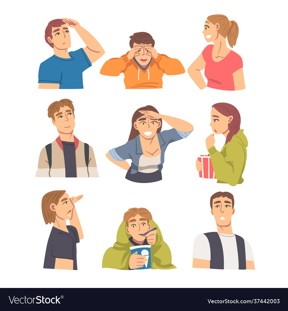 People looking in different directions set young Vector Image