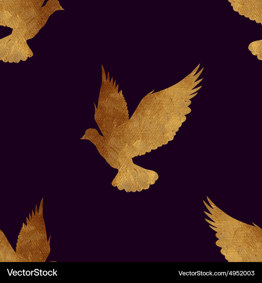 Seamless pattern with golden birds Royalty Free Vector Image