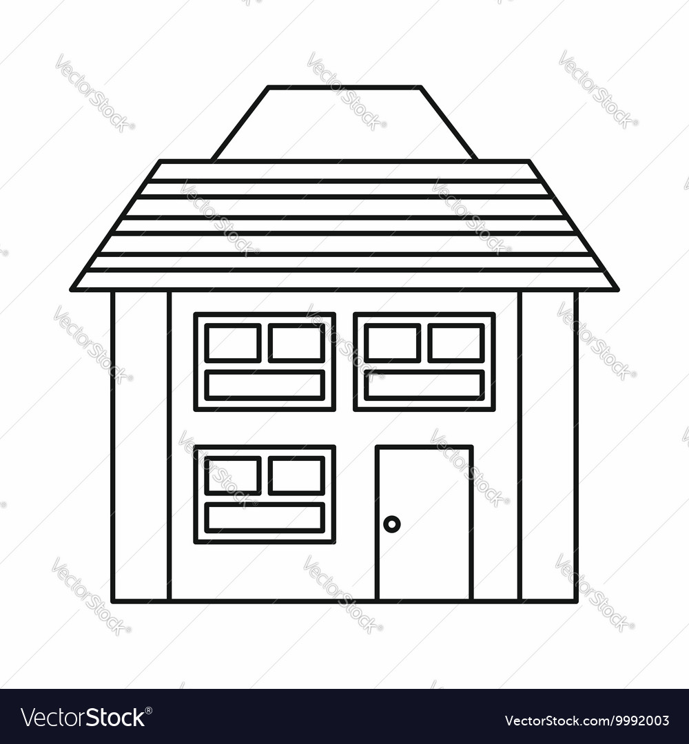 Two storey house icon outline style Royalty Free Vector