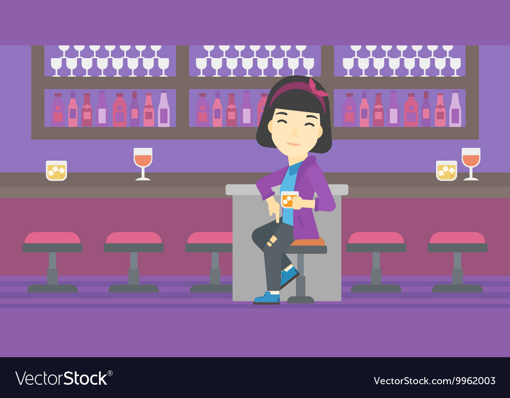 Woman sitting at the bar counter Royalty Free Vector Image