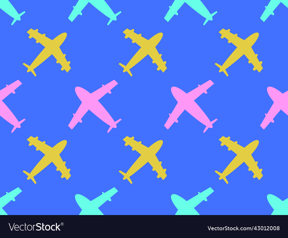 Airplanes seamless pattern airplane with turbines Vector Image