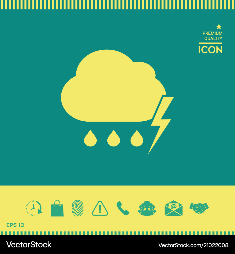 Cloud thunderstorm lightning rain icon Royalty Free Vector