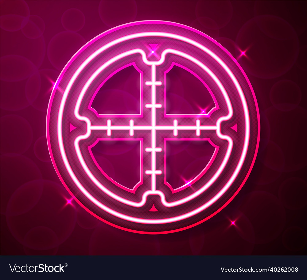 Glowing neon line sniper optical sight icon Vector Image