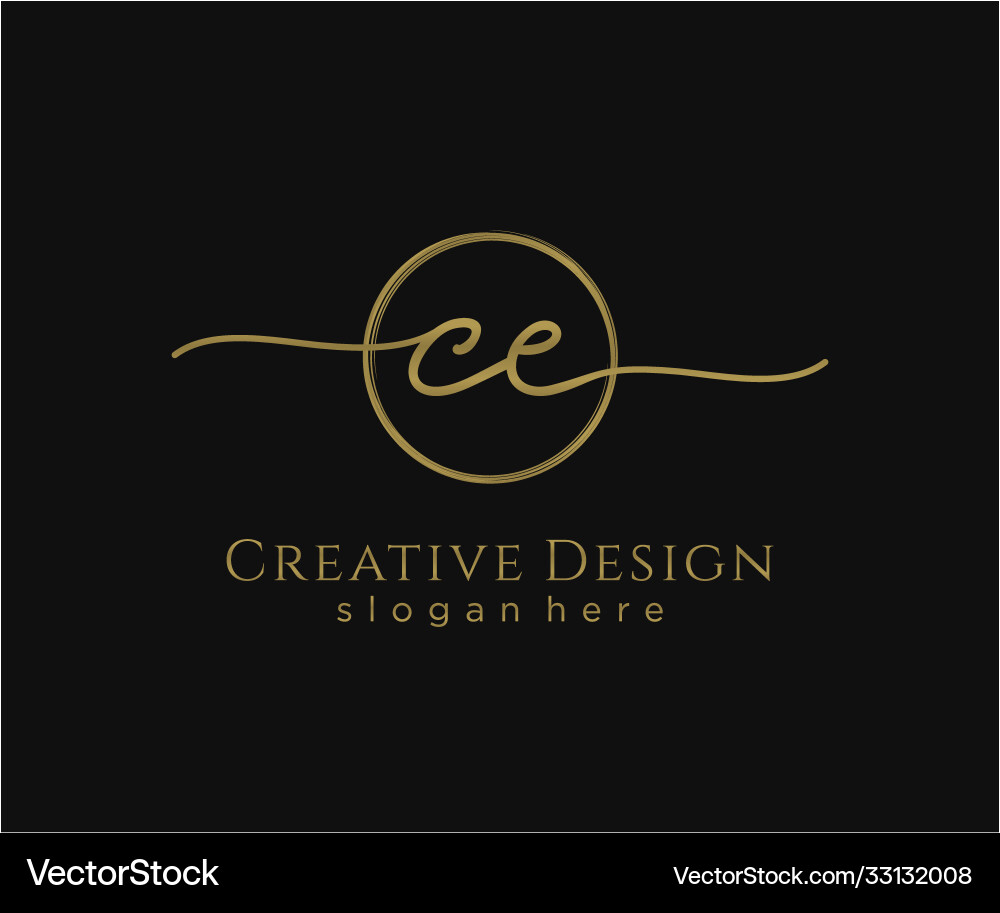 Initial ce handwriting logo with circle template Vector Image