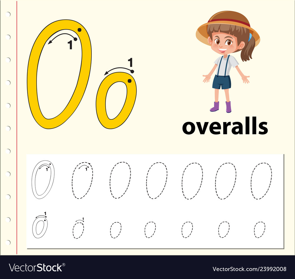 letter o tracing alphabet worksheets royalty free vector