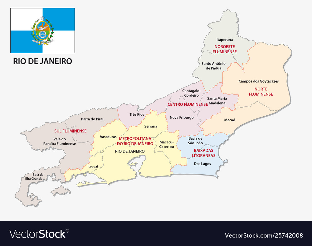 Rondonia administrative map with flag Royalty Free Vector