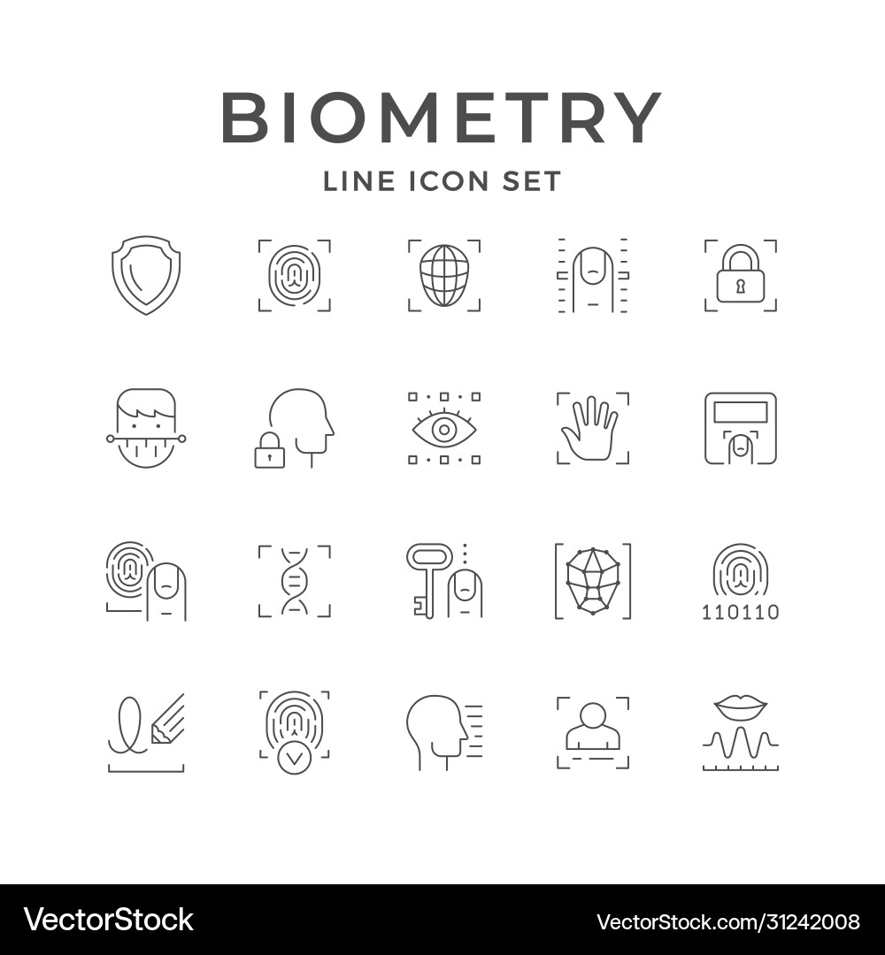 Set line icons biometry Royalty Free Vector Image