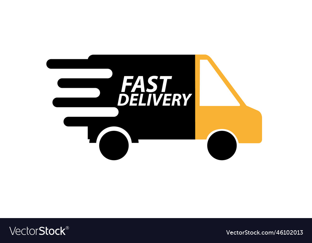 Fast shipping delivery truck icon set Royalty Free Vector