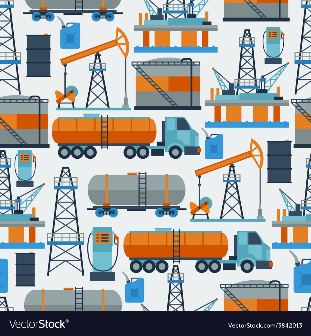 Industrial seamless pattern with oil and petrol