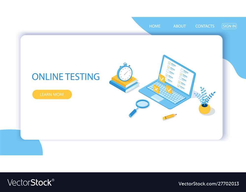 Landing page with design template for online Vector Image