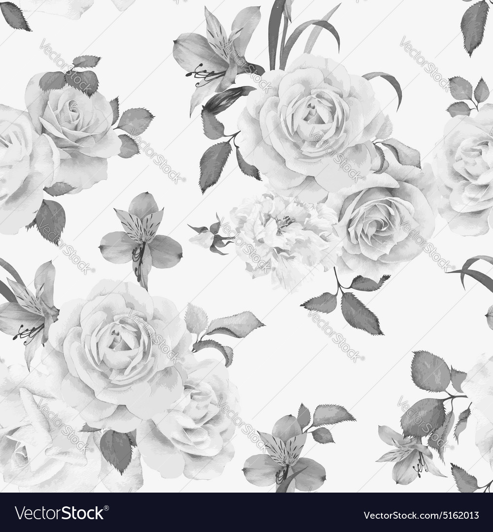 Seamless floral pattern with roses watercolor