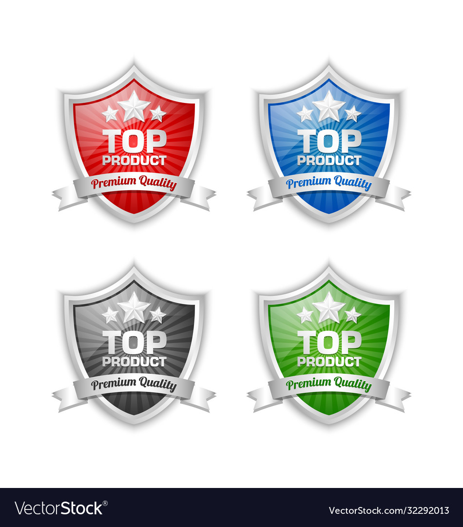 Top product shields with premium quality ribbons Vector Image