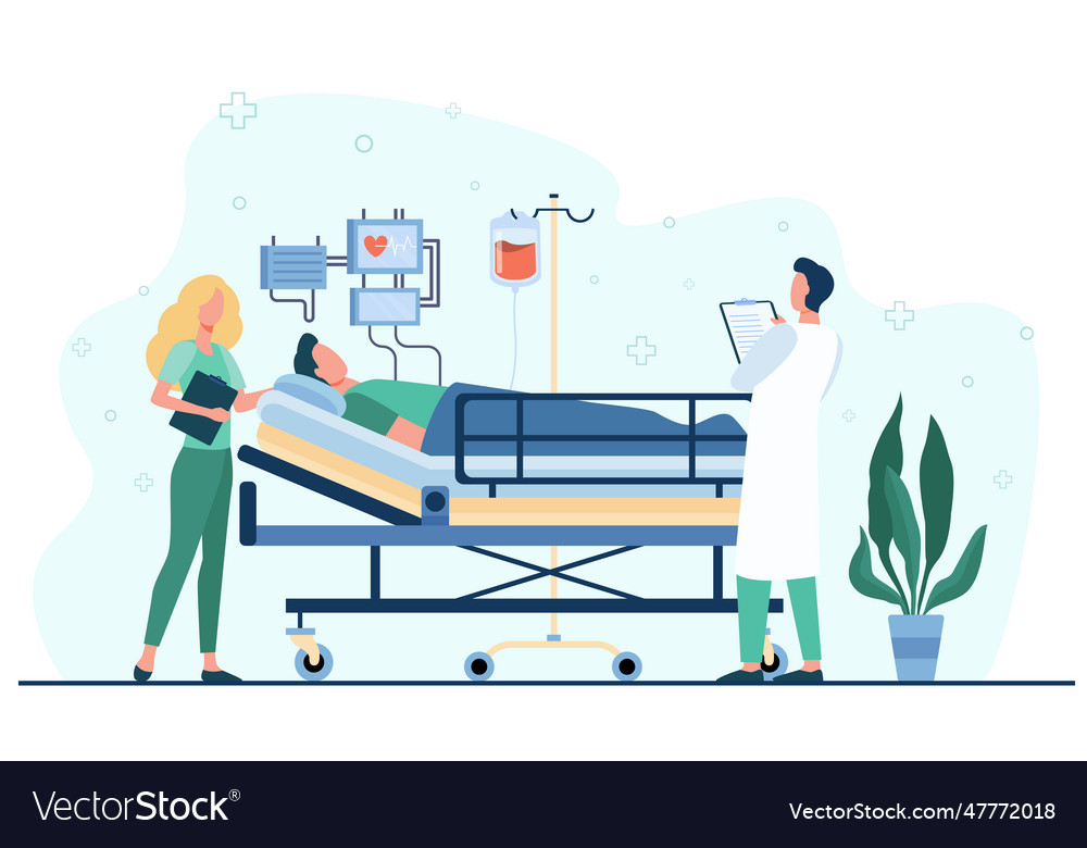 Doctor And Nurse Giving Medical Care To Patient Vector Image