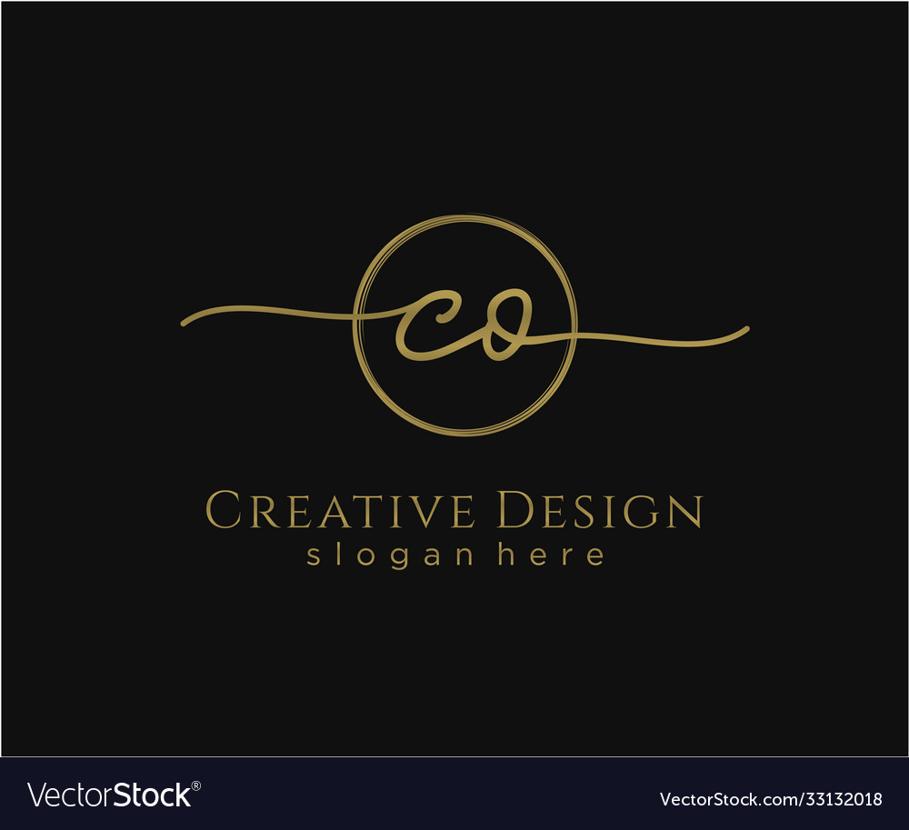 Initial co handwriting logo with circle template Vector Image