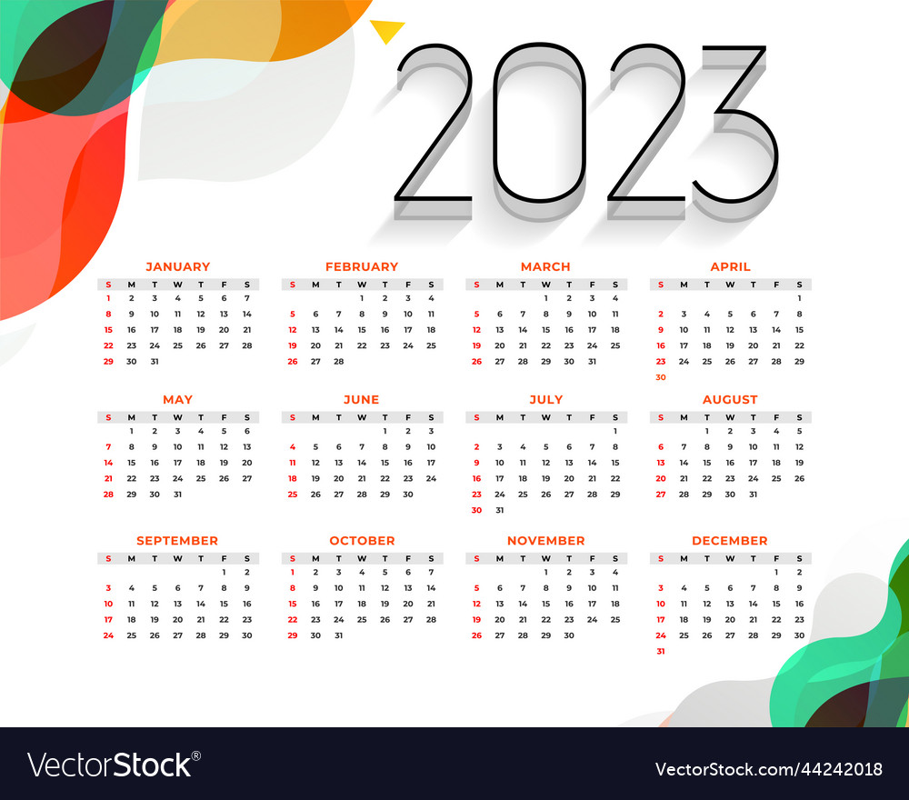 Modern style new year 2023 calendar template Vector Image