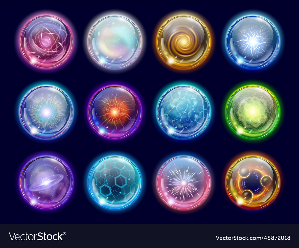 Realistic magic plasma spheres and energy balls Vector Image