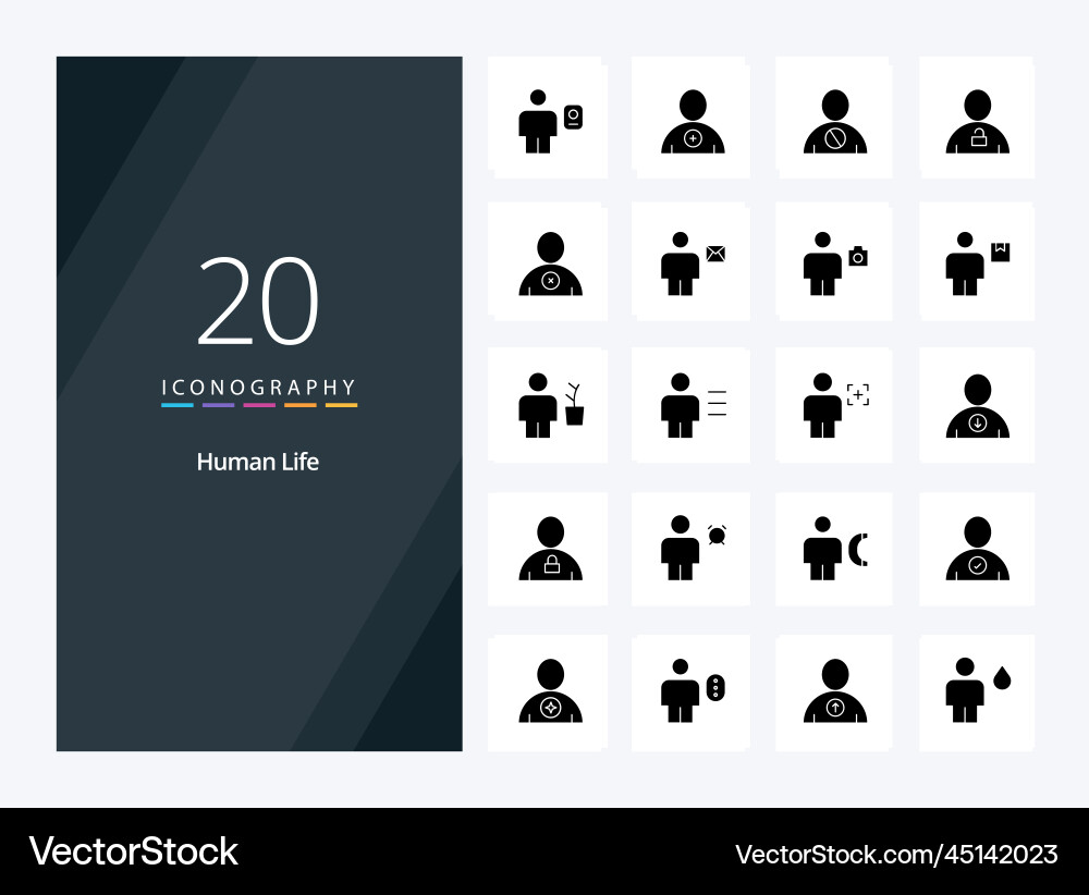 20 human solid glyph icon for presentation Vector Image